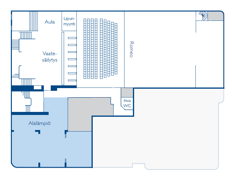 Pohjapiirros ensimmäisestä kerroksesta.