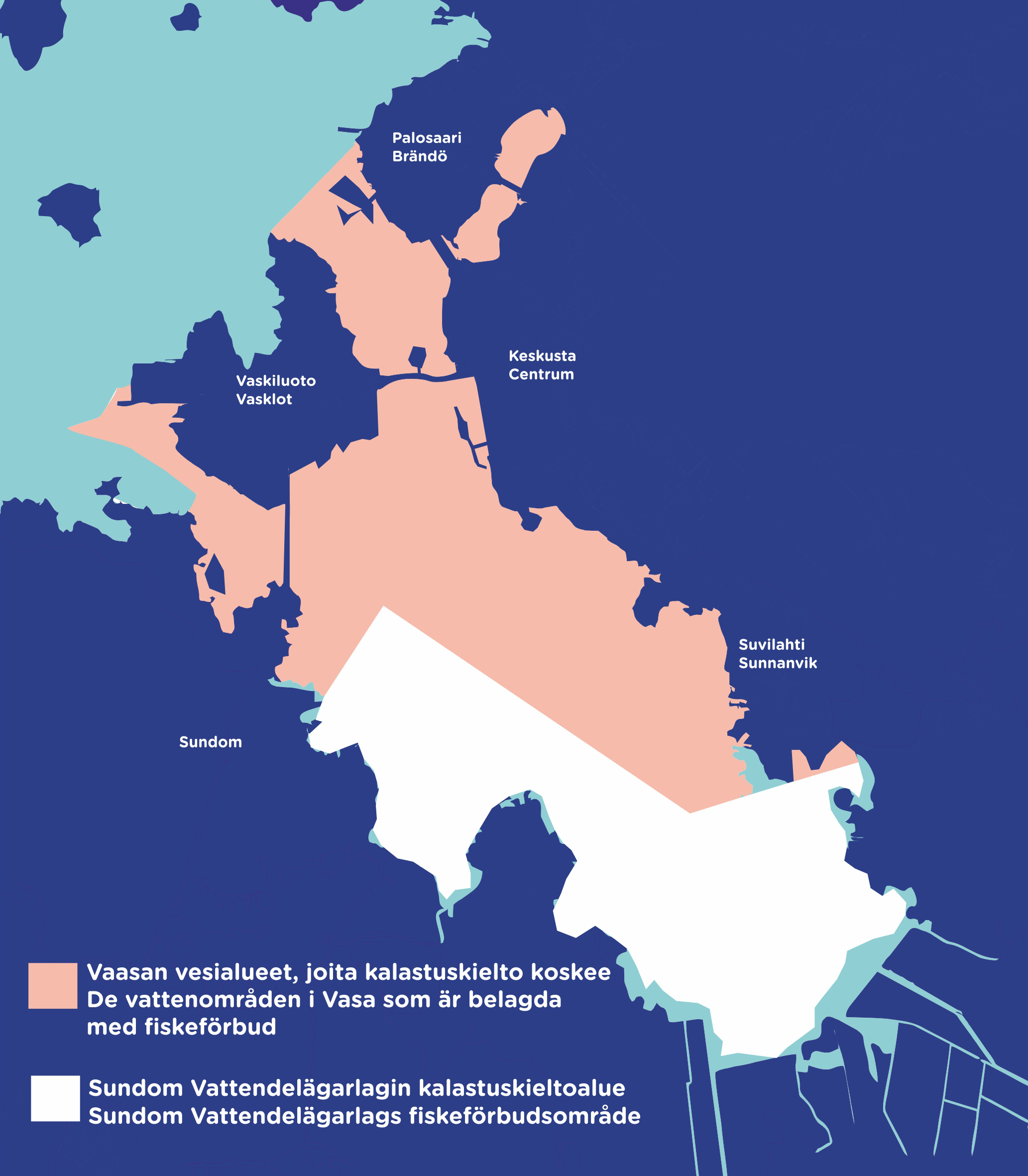 Kartan om vattenområden som är belagda med fiskeförbud